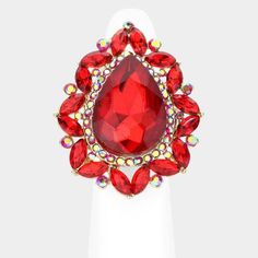 Teardrop Red Stone Centered Marquise Stretch Ring Barbie Ring, Bridal Jewellry, Halo Band, Stretch Ring, Turquoise Ring Silver, Art Carved, Trendy Ring, Party Rings, Ring Color