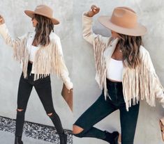 Chic Winter Fringe Outerwear, Chic Leather Jacket With Fringe For Fall, Chic Leather Jacket With Fringe, Chic Leather Jacket With Fringe And Long Sleeves, Chic Long-sleeve Leather Jacket With Fringe, Chic Long Sleeve Leather Jacket With Fringe, Beige Fringed Winter Outerwear, Fitted Spring Outerwear With Tassels, Trendy Winter Outerwear With Fringe