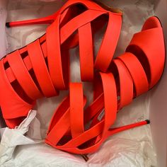 Jimmy Choo High Heel Sandal In Orange Red. Has Orange/Red Soles. Zips In The Back And Is 4 Inches. Only Worn Once. Comes With Box And Dustbag. Jimmy Choo Sandals, Red Sole, Heel Sandal, Jimmy Choo Shoes, High Heel Sandals, Orange Red, Color Orange, Women's Shoes Sandals, Jimmy Choo