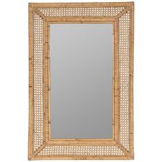 a mirror that is made out of bamboo