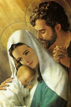 a painting of jesus holding a baby in his arms