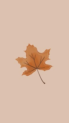 an orange maple leaf floating in the air on a beige and brown background with space for text