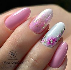 Almond Acrylic Nails Designs, Easter Nail Art Designs, Girls Nail Designs, Pink Nail Art Designs, Unghie Nail Art, Art Deco Nails, Spring Acrylic Nails, Elegant Nail Designs, Pink Nail Art