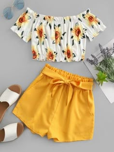 Khaki Shorts Outfit, Yellow Shorts, Fashion Fits