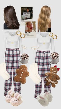 Christmas Outfit Pjs, Christmas Pjs Friends, Christmas Pjs Outfit, Matching Christmas Pjs Friends, Aesthetic Christmas Pjs, Matching Christmas Pajamas Best Friends, Christmas Outfits, Christmas Sleepover Ideas