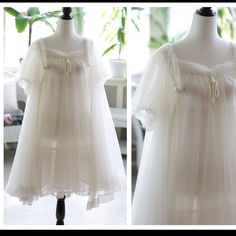 Bought On Etsy No Defects Authentic 1950s Vintage Sheer White Nightgown, White Lingerie Dress Vintage, Vintage White Night Dress, Vintage Sheer Sleepwear For Night, 1940s Pjs, Vintage White Nightgown For Wedding Night, Cream Sheer Nightgown For Sleep, Sheer Cream Nightgown For Sleep, Sheer Cream Nightgown For Wedding Night