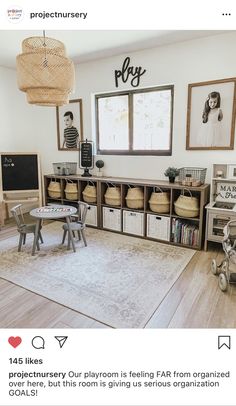 the room is clean and ready to be used as a playroom for children with lots of storage