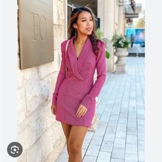 Blazer Dress Zara Midi Dress For Date Night In Fall, Fall Office Mini Dress In Midi Length, Elegant Pink Bodycon Dress For Fall, Formal Pink Mini Dress For Fall, Fitted V-neck Tweed Dress For Party, Zara Midi Mini Dress For Fall, Spring Fitted Mini Length Tweed Dress, Fall Office Dressy Dresses, Pink Bodycon Dress For Fall