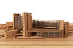 a model of a building made out of wood