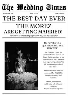 the wedding time magazine is featured in this black and white photo with an image of a woman