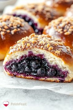 blueberry danish rolls with crumbs on top