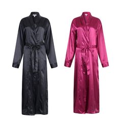 100%polyesterS-XXL 5 sizesLong satin robe with a soft fabric, solid color, bring a high quality of sleep at night, a popular fashion loungewear around the house in the warmer months of the yearEnjoy the silk-like feel of satin fabric in this classic long lounge robe for men. Satin is made from 100% polyester thread and woven into a tight weave - making it super sleek and fashionable. Color: Black, Size: S | Alwyn Home Men's Satin Kimono Robe Lightweight Silk Spa Bathrobe Nightgown Long Sleeve RH Satin Long Sleeve Nightgown For Loungewear, Long-sleeve Satin Nightgown For Sleepovers, Long Satin Robe For Loungewear, Satin Long Sleeve Nightgown For Sleepover, Long Sleeve Satin Nightgown For Sleepovers, Long Sleeve Satin Sleepwear For Night, Satin Long Sleeve Sleepwear For Night, Satin Finish Long Sleeve Sleepwear For Night, Long Satin Sleep Robe