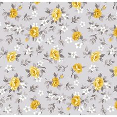 yellow roses and white flowers are on a gray background with grey leaves in the center