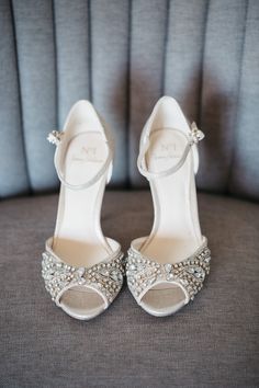 the bride's shoes were adorned with swaroza crystals and pearled embellishments