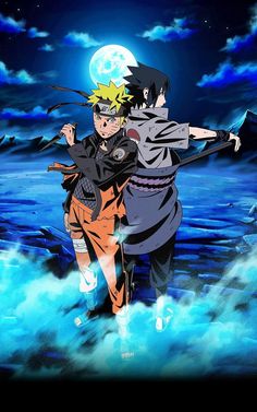 naruto and sashirt in front of the moon