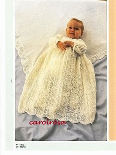 Beautiful heirloom Quality - Pattern to knit this stunning dress and matching shal The Christening/Baptism Dress also has instructions to make this for a low birth baby weight. Sizes include 14, 16 and 18 inch chest. The shawl will measure approximately 38.5 x 38.5 inches when completed. 3 ply yarn recommended. No resale rights Dress And Shawl, Baby Christening Dress, Baby Christening Gowns, Patron Vintage, Baby Shawl, Heirloom Wedding, Dress With Shawl, Christening Gown