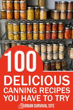 an image of canned food in jars with the title, 100 delicious canning recipes you have to try