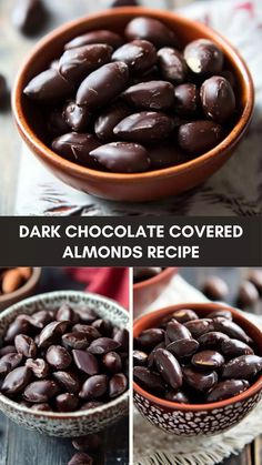 dark chocolate covered almonds recipe in a bowl