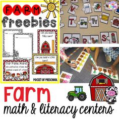 farm math and literacy activities for kids to practice letter sounds, numbers, and more