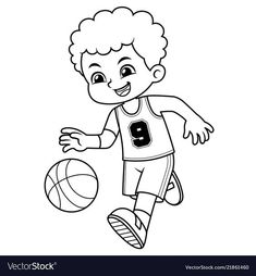 a boy playing basketball coloring page