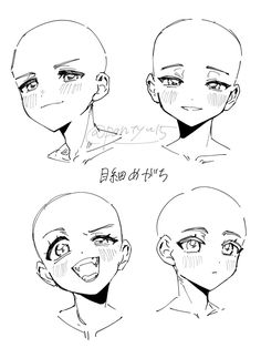 some sketches of the head and shoulders of an anime character with different facial expressions, including eyes