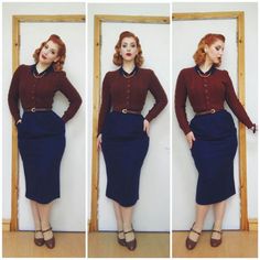 Ootd Cardigan, Miss Victory Violet, Victory Violet, The Pretty Dress Company, Cardigan Clips, 1950s Outfits, Rockabilly Style, Vintage Inspired Fashion, Winter Outfit Inspiration