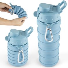 PRICES MAY VARY. SPACE-SAVING DESIGN - This silicone water bottle is fully expandable up to 10” and collapses to 4.75” for easy storage and travel, making it the perfect on-the-go companion. When fully expanded, this foldable water bottle can hold up to 16oz. WHAT YOU GET - Included in this pack is a blue portable water bottle and a carabiner, providing a perfect and convenient option for those on the go. FLIP LID & CARABINER - Enjoy quick access to your drink with the flip lid feature with this Foldable Water Bottle, Collapsible Water Bottle, Portable Water Bottle, Travel Water Bottle, Clean Dishwasher, Sport Water Bottle, Christmas Gifts For Men, Space Savers, Christmas Gifts For Women