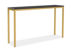 a table with a black top and gold legs on an isolated white background for display