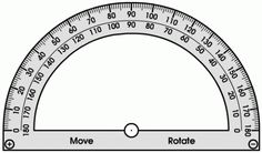 a protractor with the words move, rotate and right angle on it