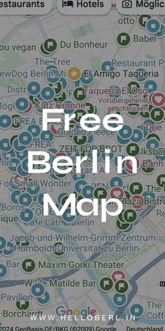 a map with the words free berlin on it and an image of buildings in different colors