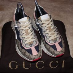 Authentic Gucci Sneaker. Has Some Wear On The Bottoms And A Light Scuff On The Inner Left Sneaker. Please See Pics And Video. Size 37.5 - 7.5 Ladies Box Is Not Included. Gucci Sneaker, Gucci Sneakers, Shoe Bags, Gucci Shoes, Luxury Shoes, Shoe Collection, Athletic Shoes, Baskets, Shoe Accessories