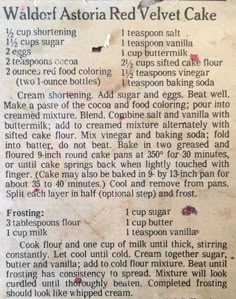 an old recipe for red velvet cake