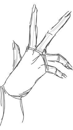 a drawing of someone's hand holding something in their left hand with one arm extended