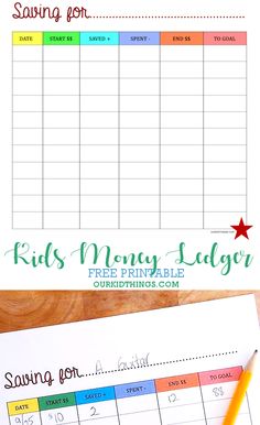 the free printable calendar for kids is shown with pencils and paper on it