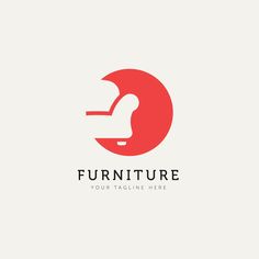 the logo for furniture company is red and white with a hand holding an object in it