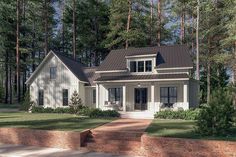 this is an artist's rendering of the farmhouse style house plans for small homes