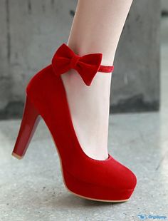 OrcaJump - Womens Red Bow Tie High Heel Ankle Strap Platform Sandals - Preppy, Classic, and Sweet for Spring, Summer, Sandals Preppy, Sepatu Pump, Preppy Wedding, Red Bow Tie, Heels Online, Red High Heels, Womens Chunky Heels, Fancy Shoes, Classic Preppy