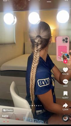 Hairstyles For School All Up, Basketball Aesthetic Hairstyle, Prewrap Sports Hairstyles, Cute Soccer Hair Styles, Fishtail Braid Slick Back, Vb Hair Styles Easy, Athletic Hairstyles For Thick Hair, Hairstyle For Dance Practice, Easy Hairstyles For Game Day