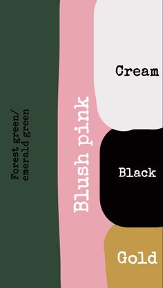 an image of three different colors with the words cream, black, and gold on them