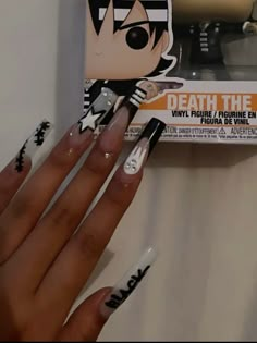 Soul Eater Nail Designs, Anime Acrylic Nail Designs, Soul Eater Nails Acrylic, Soul Eater Nails, G59 Nails, One Piece Nail Art, Anime Nail Designs, Jjk Nails