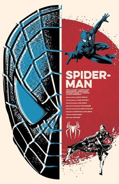 the amazing spider - man movie poster is shown in two different colors, one red and one blue