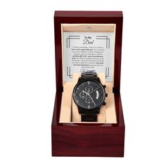 A handsome gift that can withstand constant use, this Black Chronograph Watch is perfect for all the special men in your life. A thoughtful present to your groomsmen, an anniversary memento, or a long-lasting keepsake for Father’s Day - it's a versatile piece sure to warm hearts and create smiles. Featuring a three-dial face, calendar function, and luxury pointer in a water-resistant and scratch-proof vessel. Made from high-quality Stainless Steel and featuring a Copper Dial. Ships in a gift box Happy Birthday John, Funny Watch, To My Future Husband, Mens Watches Black, Christmas Gift For Dad, Gifts For New Dads, Wooden Watch, Watches Unique, Son Gift