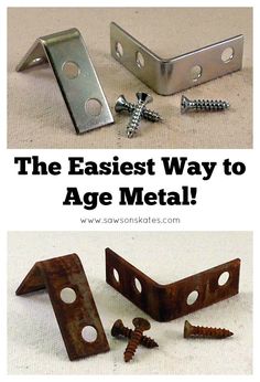 the easyest way to age metal is with screws, nails and studs