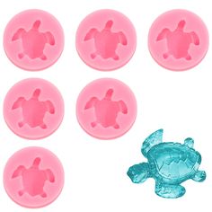 the molds are made to look like sea turtles and turtle heads, but they're pink