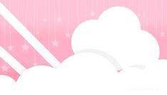 a pink background with white clouds and stars