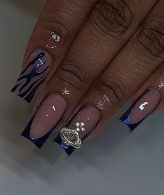 Handmade Nails, Blue Chrome, Cute Acrylic Nail Designs, Dope Nail Designs, Nail Sets, Unique Acrylic Nails