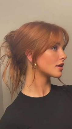 Easy Hair Up, Hair Inspiration Color, Orange Hair, Hair Inspo Color, Curtain Bangs, Ginger Hair