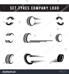 the set of logos for tire company on white background with black and white color scheme