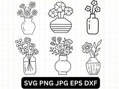 vases with flowers svg dxf files for cutting machines and paper crafts