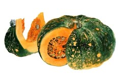 a watercolor painting of a pumpkin cut in half with the seeds still attached to it